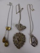 Quantity of Lady's Silver Jewellery, including silver metal and paste double drop pendant, silver