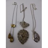 Quantity of Lady's Silver Jewellery, including silver metal and paste double drop pendant, silver