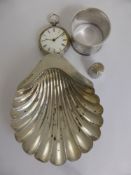 Miscellaneous Silver, including a silver cased pocket watch, thimble and napkin ring. (3)