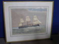 Circa 19th Century English School original water colour on paper entitled H.M.S. "Inconstant"