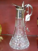 A Royal Brierly Cut Glass and Silver Plated Water Jug, the jug having a fuchsia design.