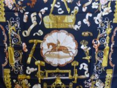 A Lady's Hermes Silk Scarf design "Copeaux" by Latham in original box.