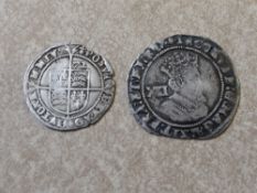 A James I Second Coinage Shilling, Fifth bust together with Elizabeth I sixpence 3rd/4th issue dated