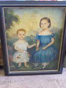 An Oil on Canvas, depicting a mother and child, approx 67 x 88 cms, framed.