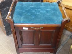 An Edwardian Mahogany Piano Stool, with music folder.