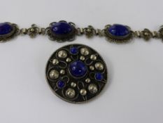 An Italian Silver Metal and  Synthetic Lapis Lazuli Filigree Bracelet together with Lapis and Silver