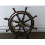 A Brass and Wood Ships Wheel, approx 73 cms dia.