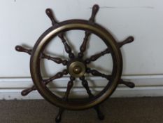 A Brass and Wood Ships Wheel, approx 73 cms dia.