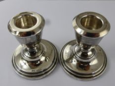 A Pair of Solid Silver Desk Top Candle Sticks, Birmingham hallmark, dd 1956, mm J.P. approx 210 gms,