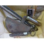 A Collection of Miscellaneous Hand Tools, including Georgian cheese scoop. (5)