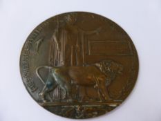 A Bronze Death Plaque, to honour Arthur Pullen together with the original certificate.