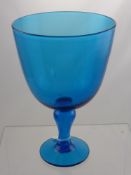A Cerulean-blue Glass Goblet Shaped Vase with pontil mark.
