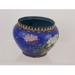 Two Cloisonne Planters decorated with peonies together with a black lacquer tray.