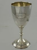 A Silver Trophy Cup, engraved East Gloucester Mixed Doubles 1938, London hallmark, dated 1914, m.m