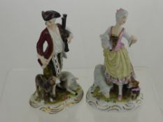 Two Victorian Porcelain Figurines, depicting a shepherdess and a musician, approx 20 cms (2)
