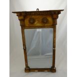 A Gilt Finish Wall Mounted Mirror with Corinthian style columns to either side, lion head decoration