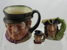 Three Royal Doulton Character Jugs, including Captain Hook, Mad Hatter and Sam Weller. (3)
