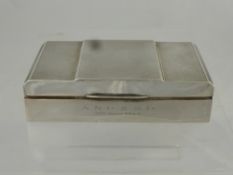 A Silver Double Cigarette Box, the Art Deco box having an engine turned top, cedar lined and