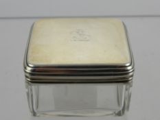 An Irish Silver Top Glass Trinket Box, Dublin hallmark, m.m H.F dated 1820.