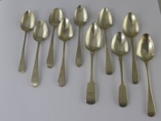 Ten Georgian Silver Teaspoons, miscellaneous hallmarks, approx 140 gms