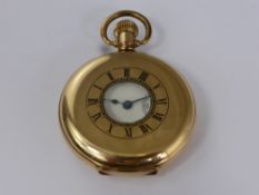 A Gentleman's Gold Plated Half Hunter Pocket Watch, by Walthan U.S.A., the watch having white enamel