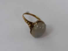 A Lady's Gold and Vintage Moonstone Ring, moonstone 16 x 12 mm, size 0, approx 4.8 gms  together