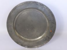 A Large 17th Century 181/4" Triple Reeded Pewter Charger, bearing the touch mark of William