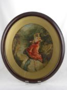 William M Frith, Victorian Lithograph depicting a young girl wearing a red shawl, dated 1843, approx