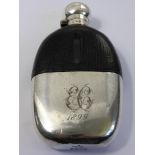 A Victorian Silver plated Hip Flask, the flask engraved 1899 and initialed EC.