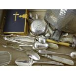 Miscellaneous Items, including a Victorian prayer book, silver and silver plate, set of coffee