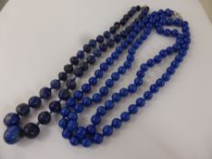 Two Sodalite Beaded Necklaces, one antique graduated rough beads approx 50 cms long. the other