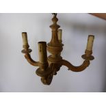 Four Branch Limed Oak Ceiling Light, approx 46 x 46 x 46 cms