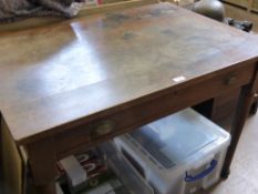 A Vintage Oak School Desk approx 107 x 76 x 77 cms, together with two chairs.