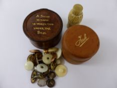 A Collection of items including gentleman's leather stud box including a collection of ivory and