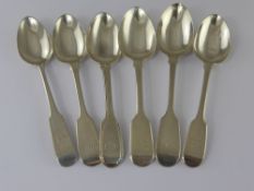 Six Georgian and Victorian Silver Dessert Spoons, including Newcastle and Edinburgh hallmarks,