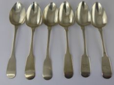Six Georgian Silver Table Spoons,  London hallmark dated 1805 two dated 1811 and two dated 1823,