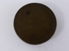 A Bronze Commemorative Medallion Case, "To Prince of Wagstadt G.L von Blucher" the back reads "