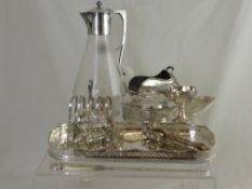 A Quantity of Silver plate, including claret jug, bottle coaster, goblet, decanter tray, sugar