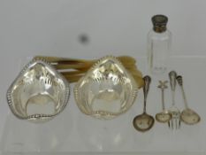 A Quantity of Silver and Silver Plate, including two teaspoons a christening knife and fork,