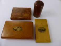 A Collection of Miscellaneous Treen Ware, including boxes, card case, needle case. (4)