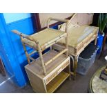 Cane Bedroom Furniture, including dressing table and seat, double headboard, two side tables and two