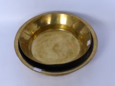 Two 18th Century Brass Milk Bowls, approx 38 x 38 cms and 45 x 45 cms. (2)