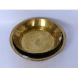 Two 18th Century Brass Milk Bowls, approx 38 x 38 cms and 45 x 45 cms. (2)