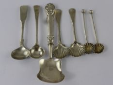 Miscellaneous Silver Spoons, including two Georgian shell form salt spoons, two Birmingham