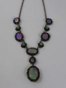 A Vintage Silver and Synthetic Opal Drop Necklace Pendant, the pendant having 4 x 5 mm opal doublet,