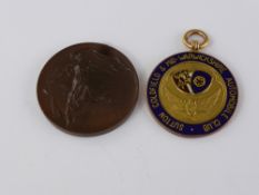 A 9ct Gold and Enamel Presentation Medallion, the medallion reads "Sutton Coldfield and Mid-