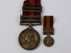 A Queens South Africa Medal, (QSA) with bars to the ribbon for South Africa 1902, South Africa 1901,