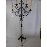 A Wrought Iron Five Branch Standard Lamp, converted, approx 174 x 54 cms