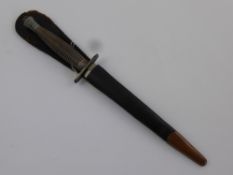 A WW2 Fairbairn Sykes Fighting Knife, marked 4 on the handle 3rd Pattern Commando knife complete