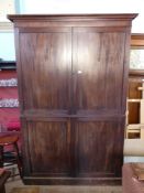 A Mahogany Linen Press with five internal drawer slides, approx 138 x 52 x220 cms.